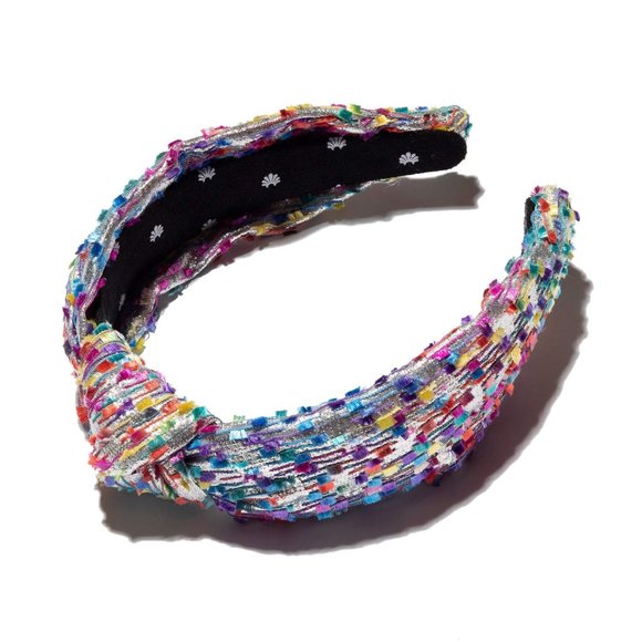 Lele Sadoughi Silver Metallic Confetti Knotted Headband
